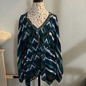 🆕NWT Lane Bryant V-Neck Sheer Bat-Wing Blouse Size 18/20W